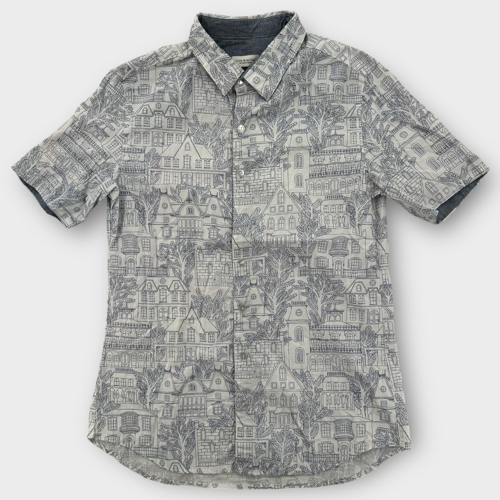 Love & Aloha Hawaiian Shirt Mens XL Cotton Made In Hawaii‎ All Over Print Floral